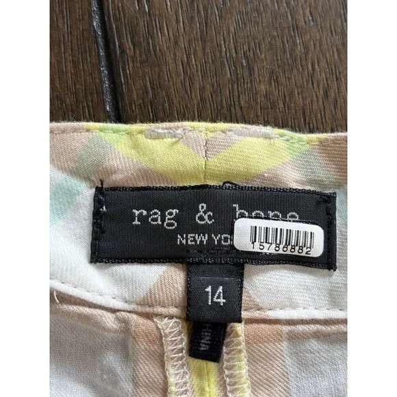 Rag & Bone Casual Shorts White & Yellow Plaid 100% Cotton Size 14 - Picture 5 of 7